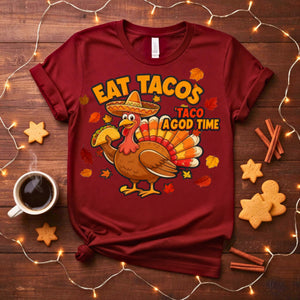 Eat Tacos Meme Funny Tee – Hilarious taco lover t-shirt with bold meme design for foodies, perfect for casual wear or Taco Tuesday outfits.