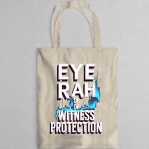 “Eco-friendly tote with bold Eye Rah design”