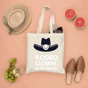 “Eco-friendly tote with rodeo clown humor by Memez Store”