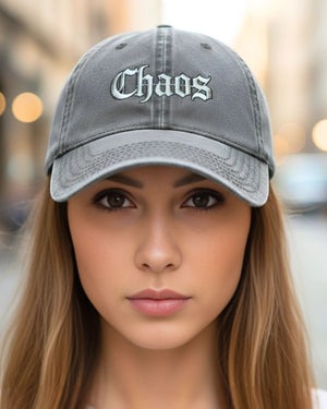 Funny embroidered chaos dad hat by Memez Store