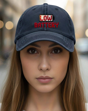 Embroidered Low Battery meme cap funny typography hat”