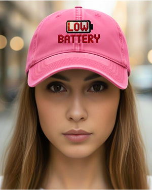 Embroidered Low Battery meme cap funny typography hat”