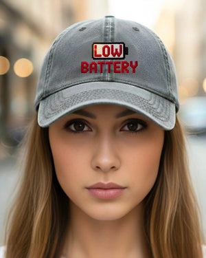 Embroidered Low Battery meme cap funny typography hat”