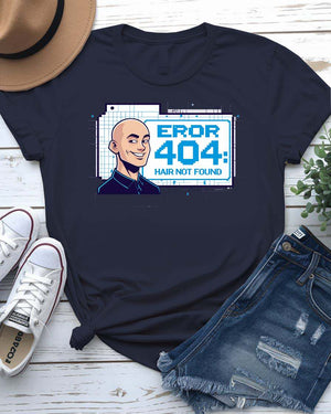 Error 404 Hair Not Found funny meme unisex t-shirt – tech humor design made-to-order by Memez Store