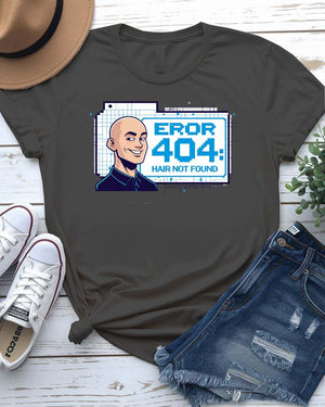 Error 404 Hair Not Found funny meme unisex t-shirt – tech humor design made-to-order by Memez Store