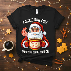Espresso Clause Mode On Meme Funny Tee – Funny Christmas coffee meme shirt, caffeine and Santa humor t-shirt.