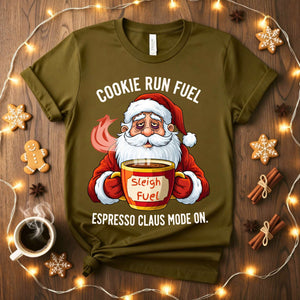 Espresso Clause Mode On Meme Funny Tee – Funny Christmas coffee meme shirt, caffeine and Santa humor t-shirt.