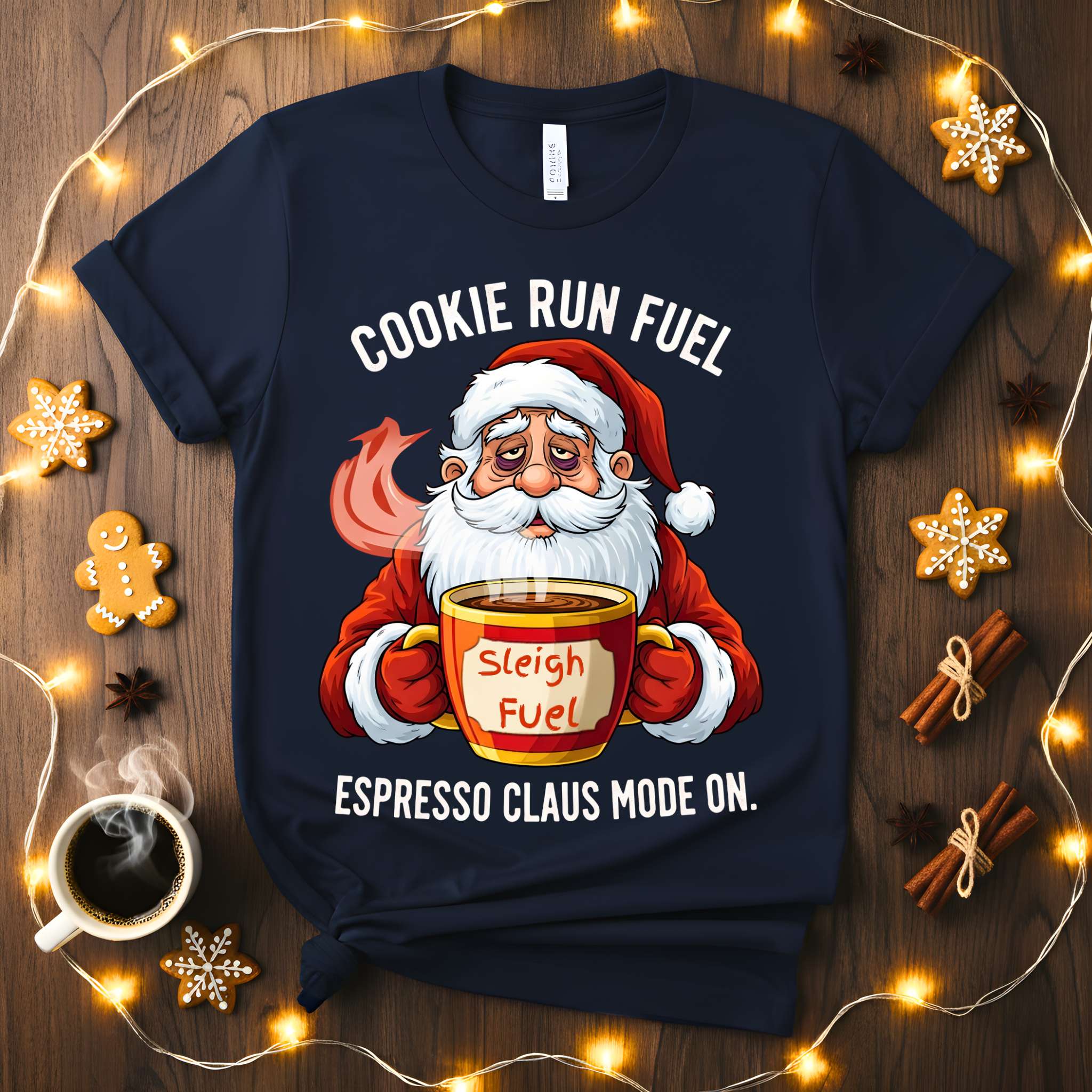 Espresso Clause Mode On Meme Funny Tee β Funny Christmas coffee meme shirt, caffeine and Santa humor t-shirt.