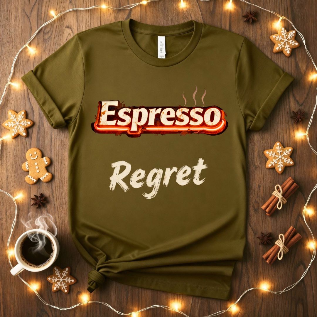 Espresso Regret funny coffee consequences meme t-shirt