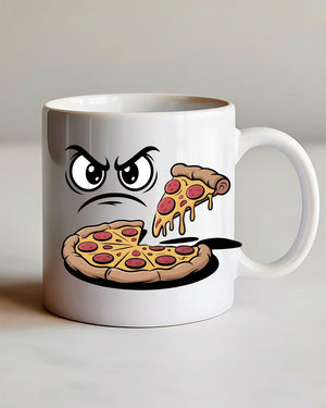 Eyes on Pizza Slice Mug funny meme design