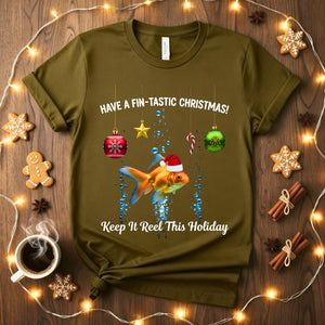 Fin-Tastic Christmas funny aquatic animal pun t-shirt