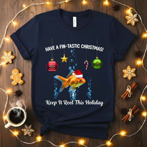 Fin-Tastic Christmas funny aquatic animal pun t-shirt