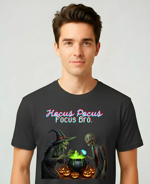 Focus Bro Halloween Meme Funny Tee – spooky meme t-shirt with funny distracted text design and Halloween typography”