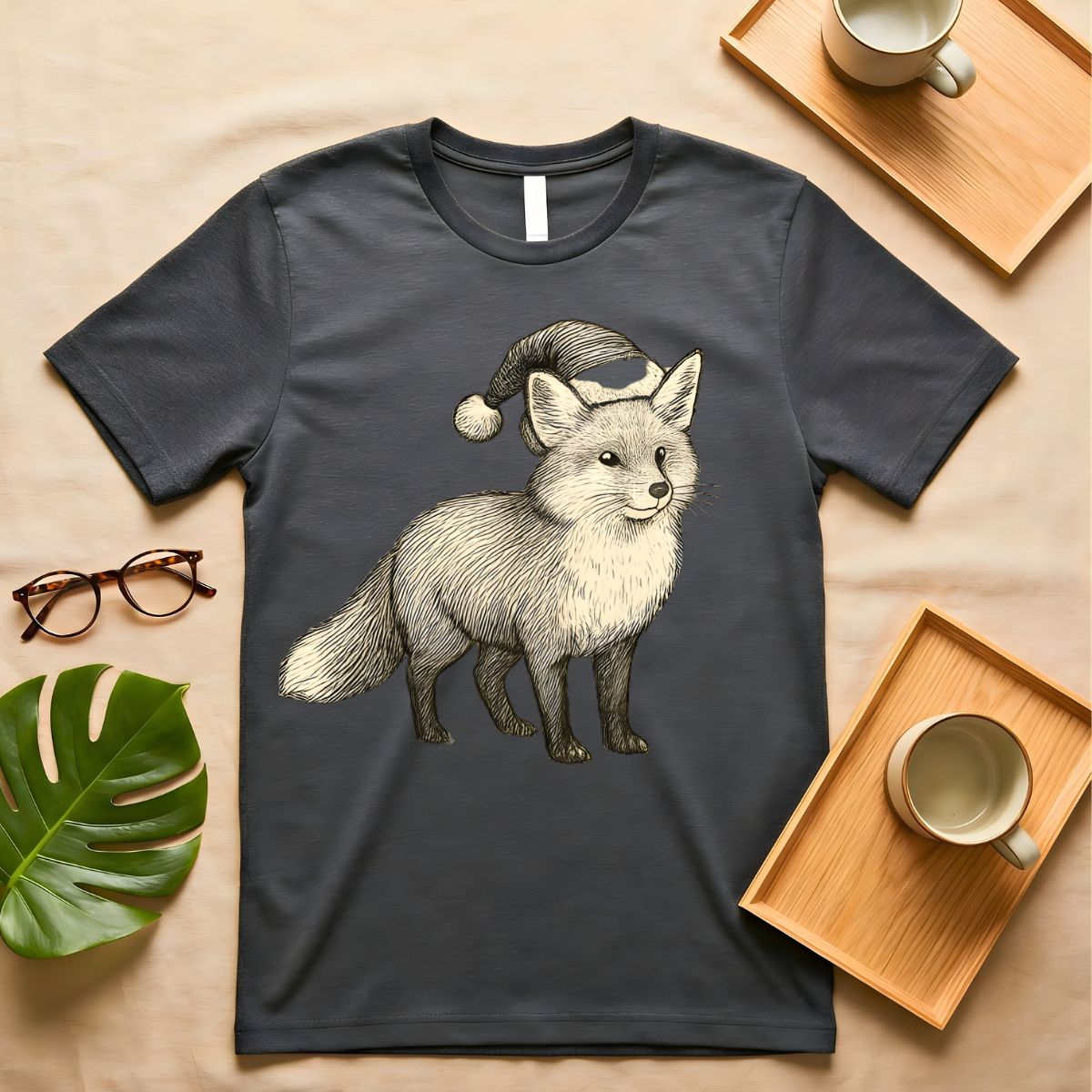 Hand drawn fox illustration graphic tee