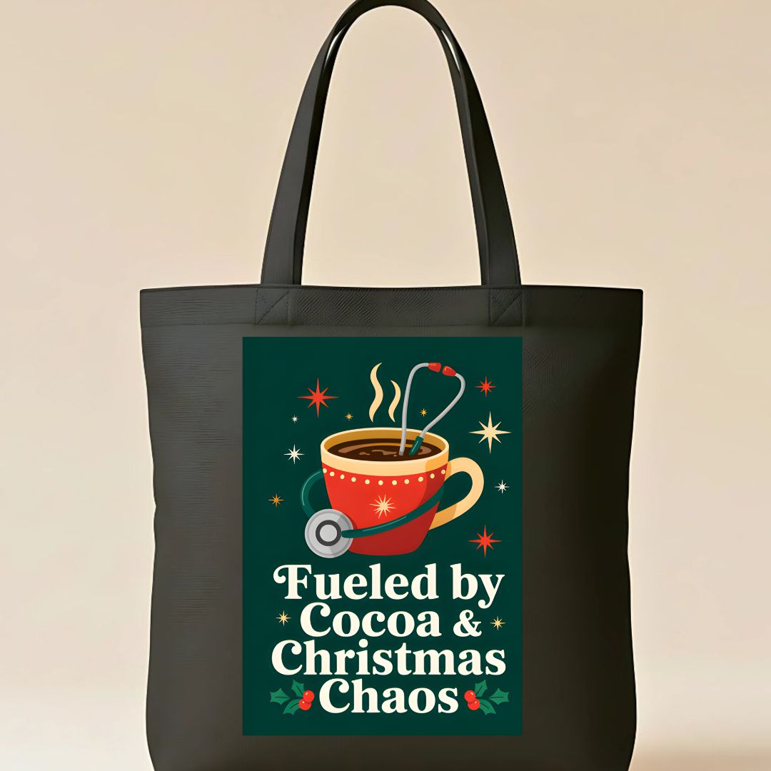 Fueled By Cocoa Funny Mom Tote Bag