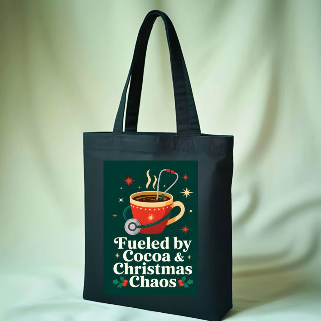 Fueled By Cocoa Funny Mom Tote Bag