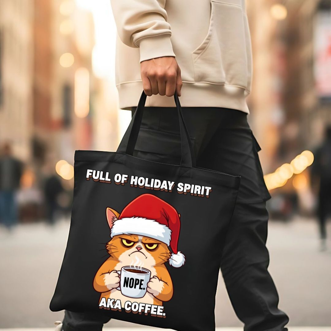 Full of Holiday Spirit funny festive tote bag