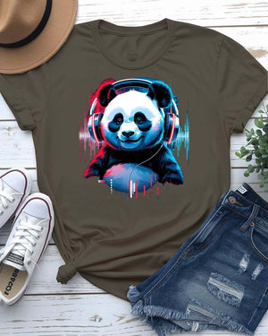 Funny DJ Panda Meme Tee showing panda spinning music decks – unisex made-to-order music meme shirt by Memez Store