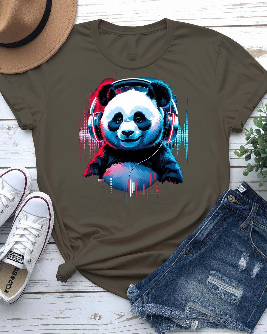 Funny DJ Panda Meme Tee showing panda spinning music decks – unisex made-to-order music meme shirt by Memez Store