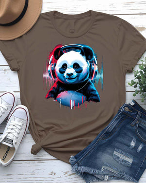 Funny DJ Panda Meme Tee showing panda spinning music decks – unisex made-to-order music meme shirt by Memez Store