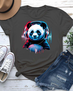 Funny DJ Panda Meme Tee showing panda spinning music decks – unisex made-to-order music meme shirt by Memez Store