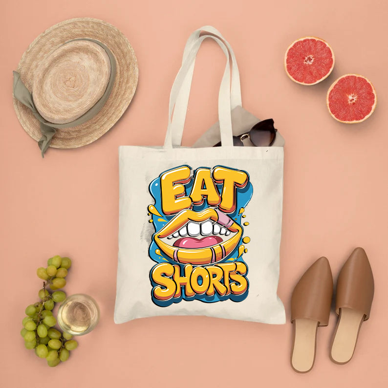 Funny Eat Shorts canvas tote bag