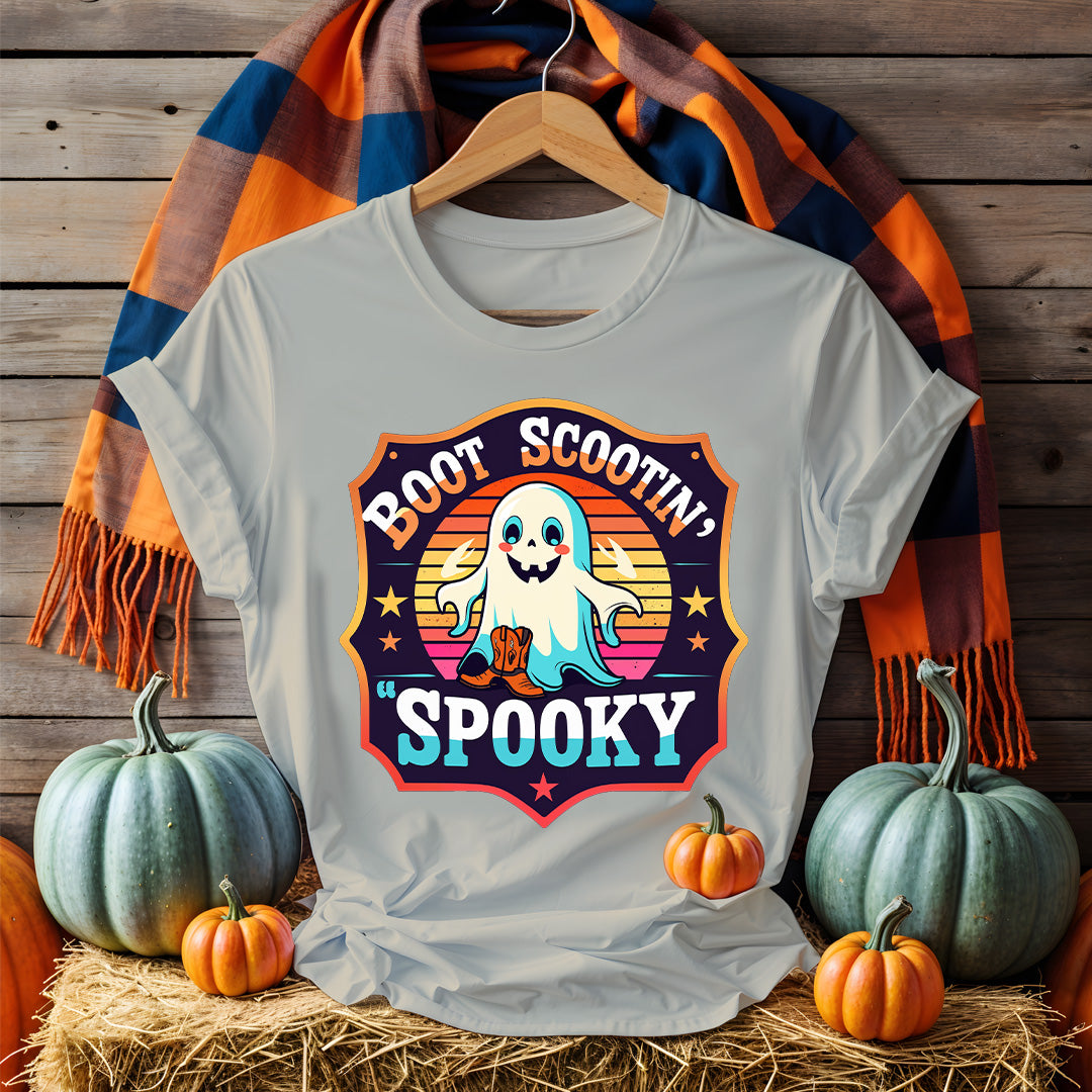 Funny Halloween Meme Tee in black with humorous text design, worn by a smiling adult with Halloween decor in the background – Memez Store unisex apparel