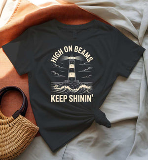 Funny Lighthouse Meme Tee - High On Beams Design by Memez Store