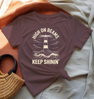 Funny Lighthouse Meme Tee - High On Beams Design by Memez Store