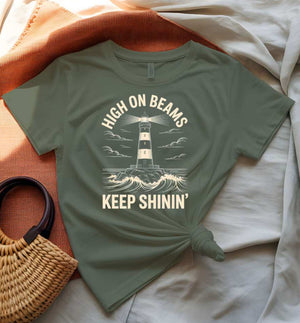 Funny Lighthouse Meme Tee - High On Beams Design by Memez Store