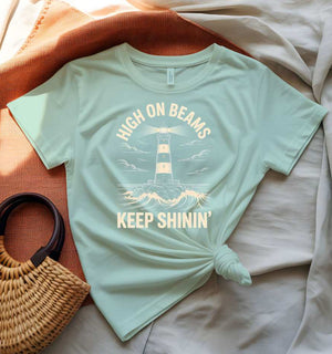 Funny Lighthouse Meme Tee - High On Beams Design by Memez Store