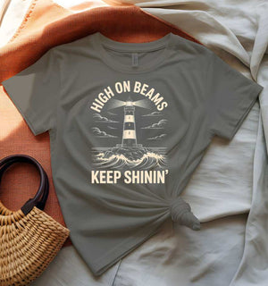 Funny Lighthouse Meme Tee - High On Beams Design by Memez Store