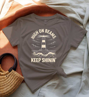 Funny Lighthouse Meme Tee - High On Beams Design by Memez Store