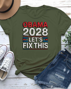 “Funny Obama 2028 political meme t-shirt unisex”