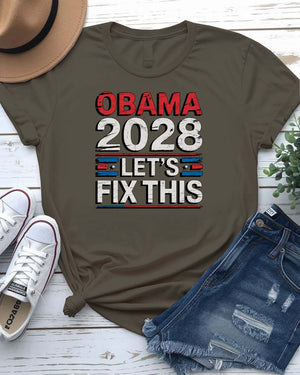 “Funny Obama 2028 political meme t-shirt unisex”