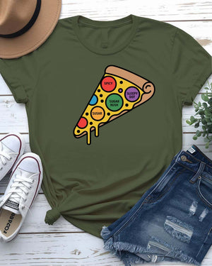 Funny Pizza Dot Tee with cheese-themed typography on unisex t-shirt by Memez Store