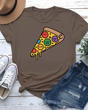 Funny Pizza Dot Tee with cheese-themed typography on unisex t-shirt by Memez Store