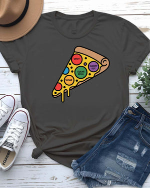 Funny Pizza Dot Tee with cheese-themed typography on unisex t-shirt by Memez Store