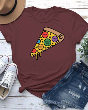 Funny Pizza Dot Tee with cheese-themed typography on unisex t-shirt by Memez Store