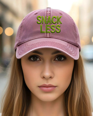 Minimalist Snackless embroidered cap funny typography”