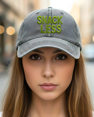 Minimalist Snackless embroidered cap funny typography”
