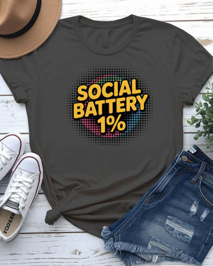 “Funny Social Battery 1% meme shirt for introverts by Memez Store”