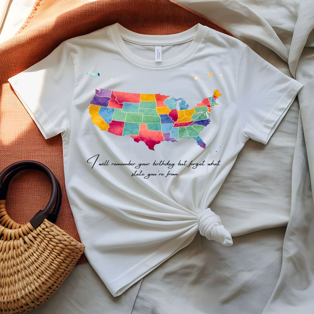 Funny Text American Map T-Shirt Humor