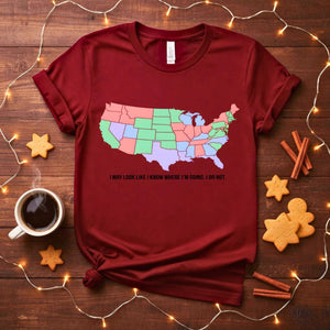 Funny USA Map Meme T-Shirt with Labeled States