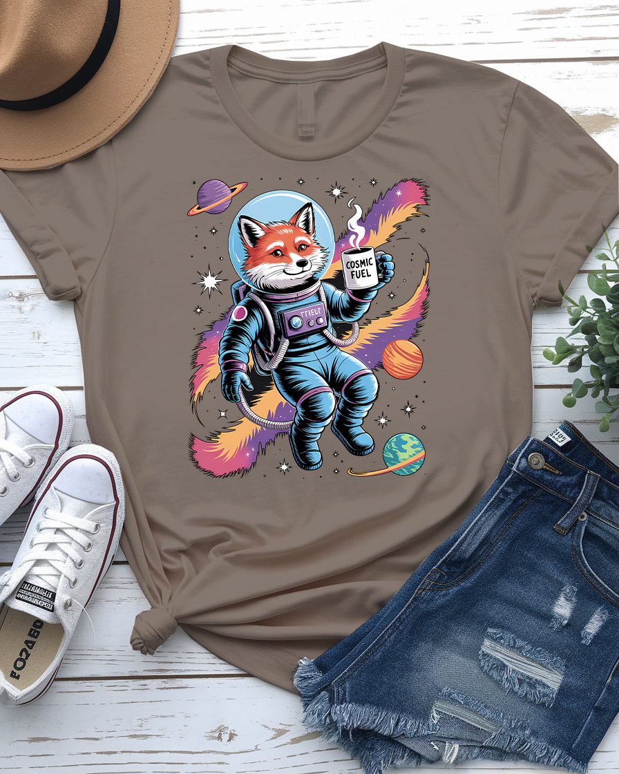Cosmic Fuel Fox Funny Astronaut Tee | Memez Store