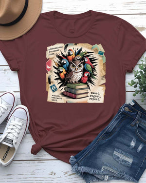 “Funny birds meme t-shirt with illustrated parrot and sarcastic quote”