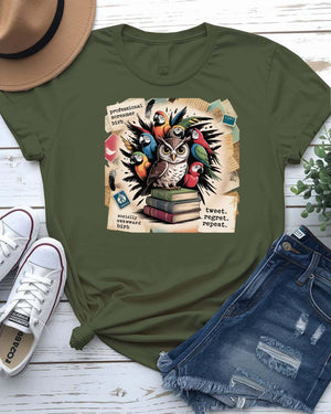 “Funny birds meme t-shirt with illustrated parrot and sarcastic quote”