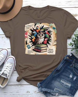 “Funny birds meme t-shirt with illustrated parrot and sarcastic quote”