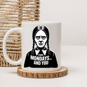 Funny office mug with I Hate Mondays text design”