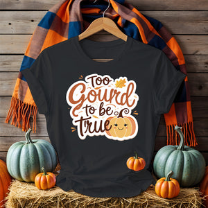 Funny unisex Halloween t-shirt featuring meme-style graphics with pumpkins, ghosts, and sarcastic text, displayed flat with spooky décor (1)
